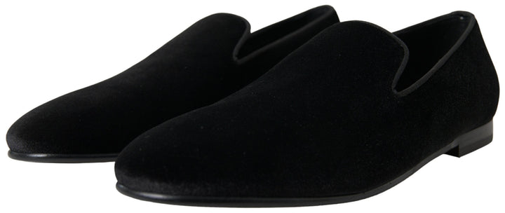 Men’s Dolce &amp; Gabbana Black Velvet Loafers Formal Shoes