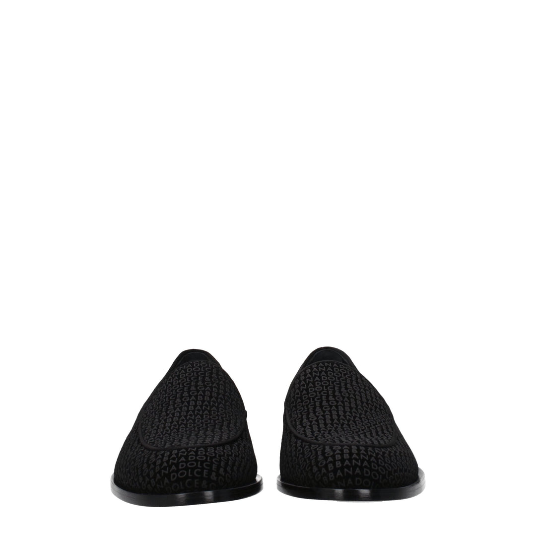 Men’s Dolce &amp; Gabbana Black Velvet Slip-on Loafers