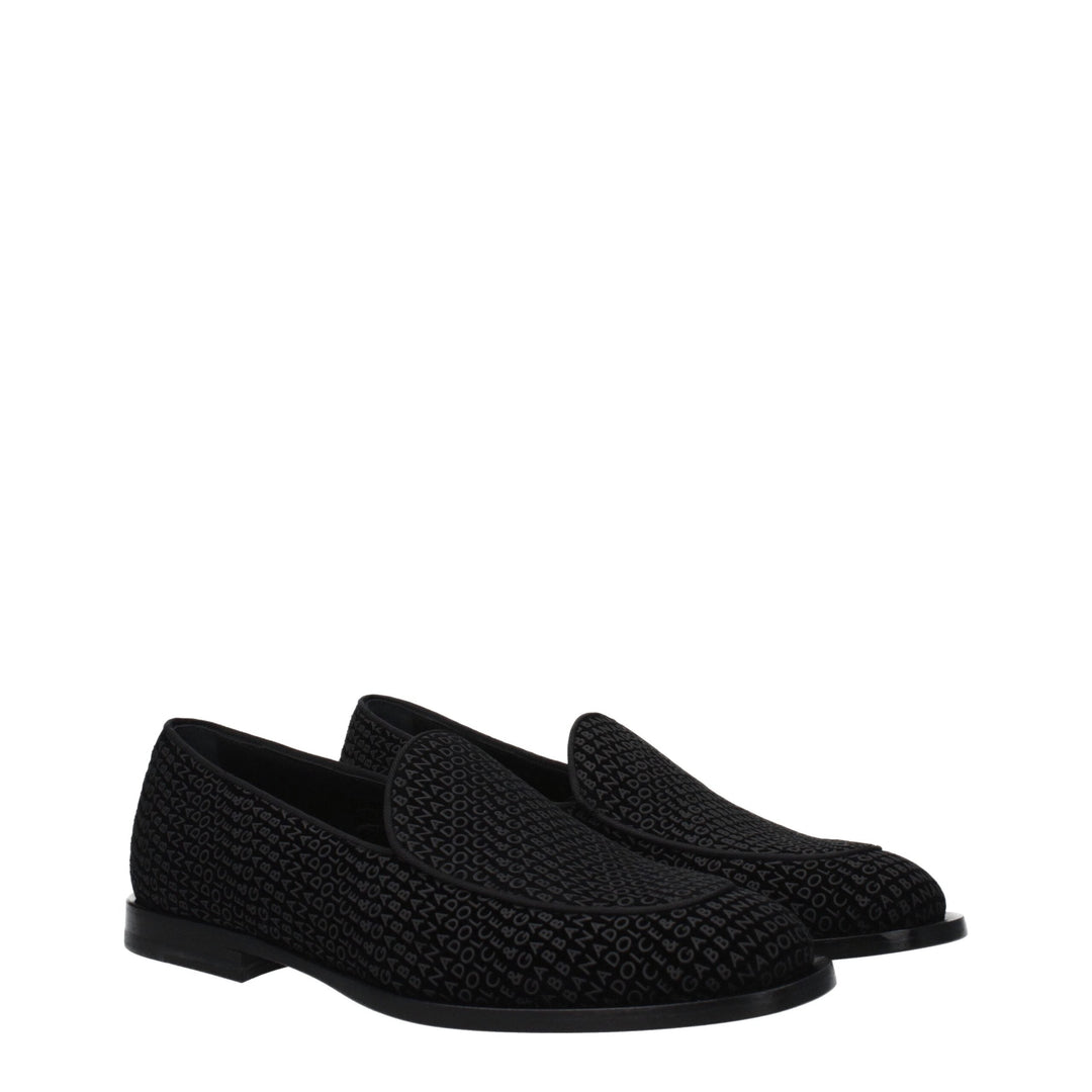Men’s Dolce &amp; Gabbana Black Velvet Slip-on Loafers