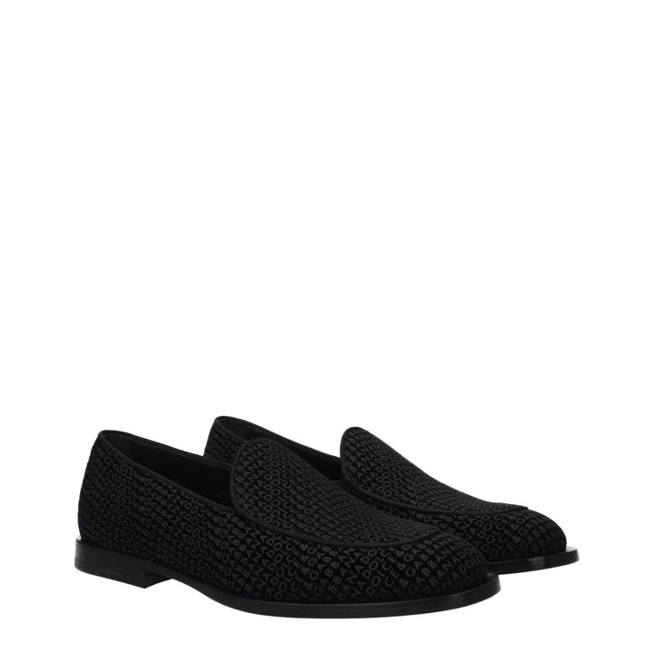 Men’s Dolce &amp; Gabbana Black Velvet Slip-on Loafers