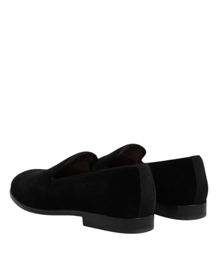 Men’s Dolce &amp; Gabbana Black Velvet Slip on Loafers Formal Shoes