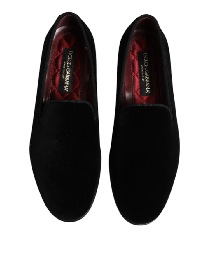 Men’s Dolce &amp; Gabbana Black Velvet Slip on Loafers Formal Shoes