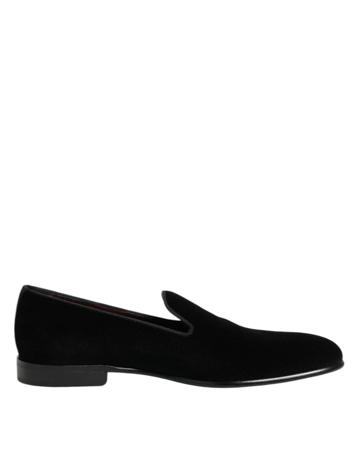Men’s Dolce &amp; Gabbana Black Velvet Slip on Loafers Men Formal Shoes