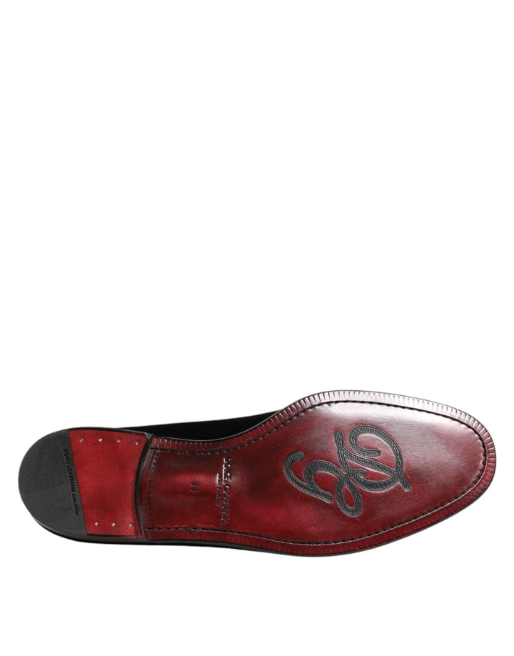 Men’s Dolce &amp; Gabbana Black Velvet Slip on Loafers Men Formal Shoes