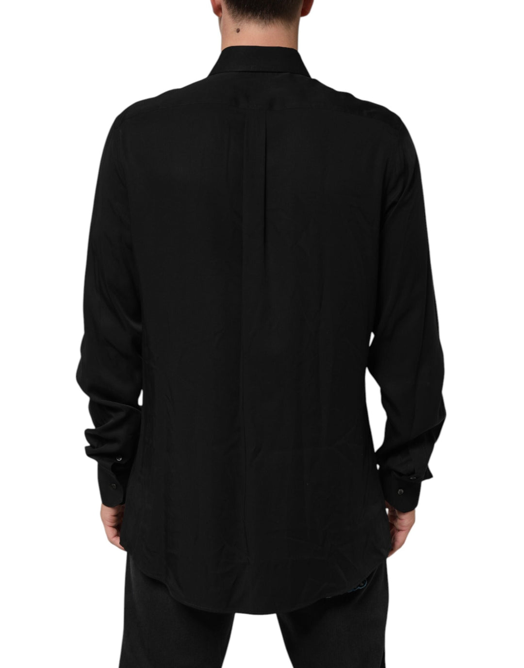 Men’s Dolce &amp; Gabbana Black Viscose Long Sleeve Formal Dress Shirt