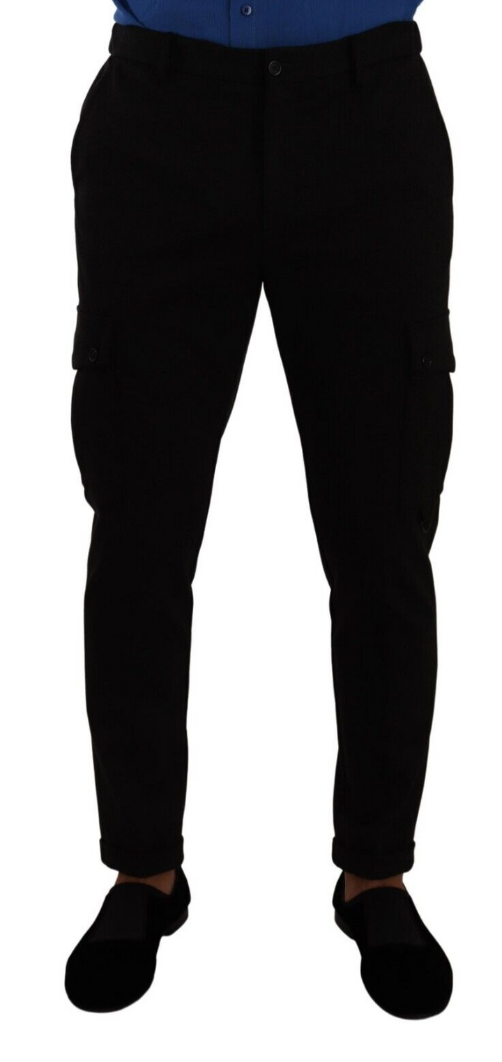 Men’s Dolce &amp; Gabbana Black Viscose Skinny Cargo Trouser Pants