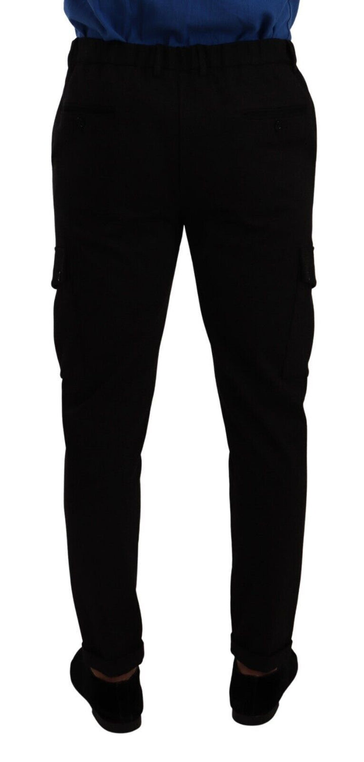 Men’s Dolce &amp; Gabbana Black Viscose Skinny Cargo Trouser Pants
