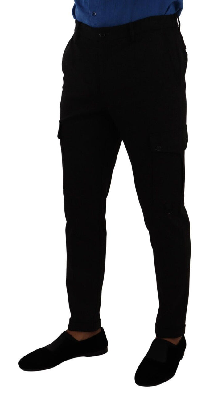 Men’s Dolce &amp; Gabbana Black Viscose Skinny Cargo Trouser Pants