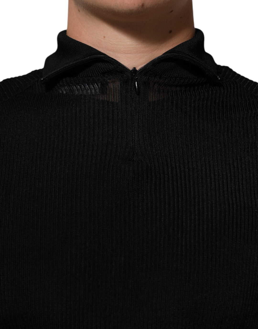 Men’s Dolce &amp; Gabbana Black Viscose Turtle Neck Pullover Sweater