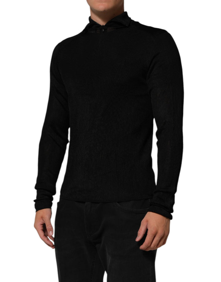 Men’s Dolce &amp; Gabbana Black Viscose Turtle Neck Pullover Sweater