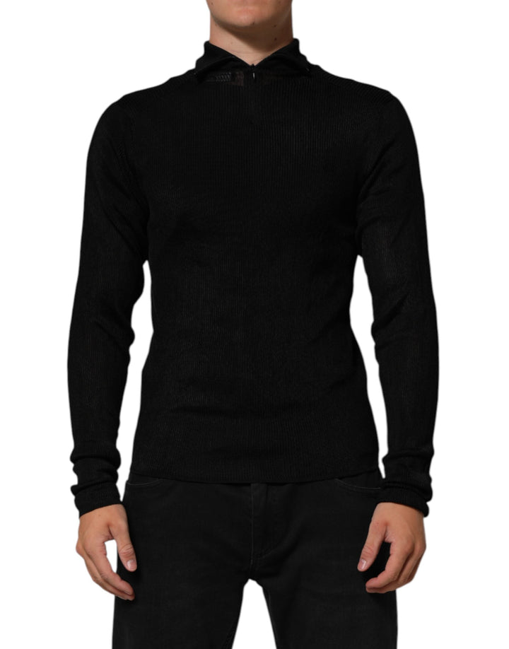 Men’s Dolce &amp; Gabbana Black Viscose Turtle Neck Pullover Sweater