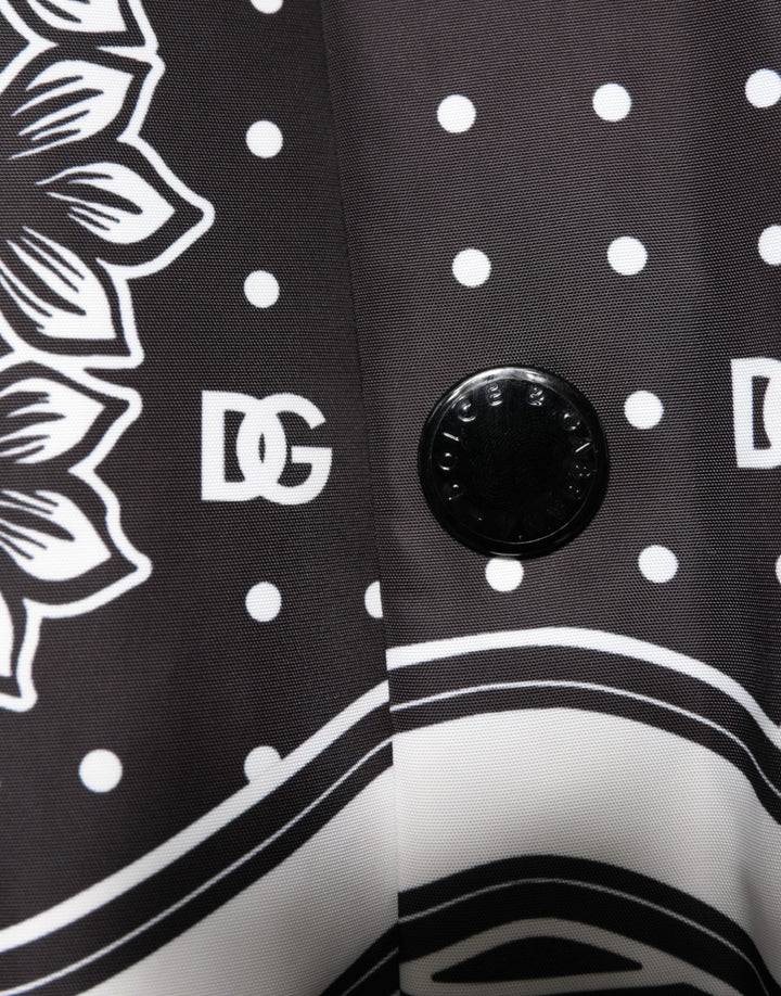 Men’s Dolce &amp; Gabbana Black White Bandanaprint Men Bomber Jacket