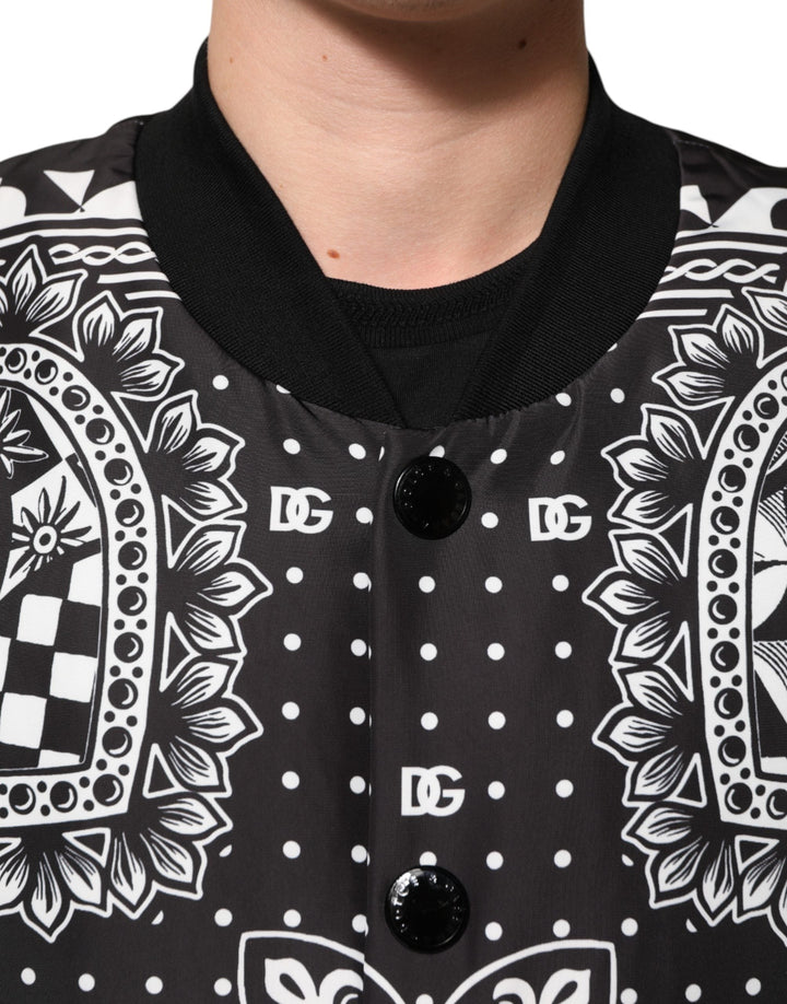 Men’s Dolce &amp; Gabbana Black White Bandanaprint Men Bomber Jacket