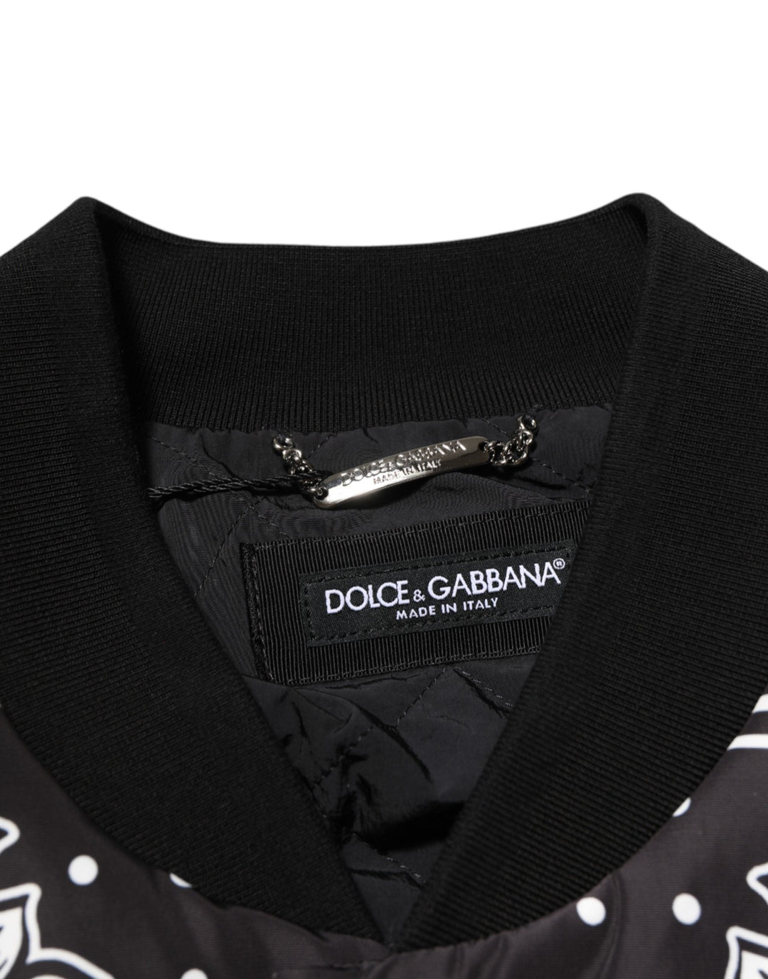 Men’s Dolce &amp; Gabbana Black White Bandanaprint Men Bomber Jacket