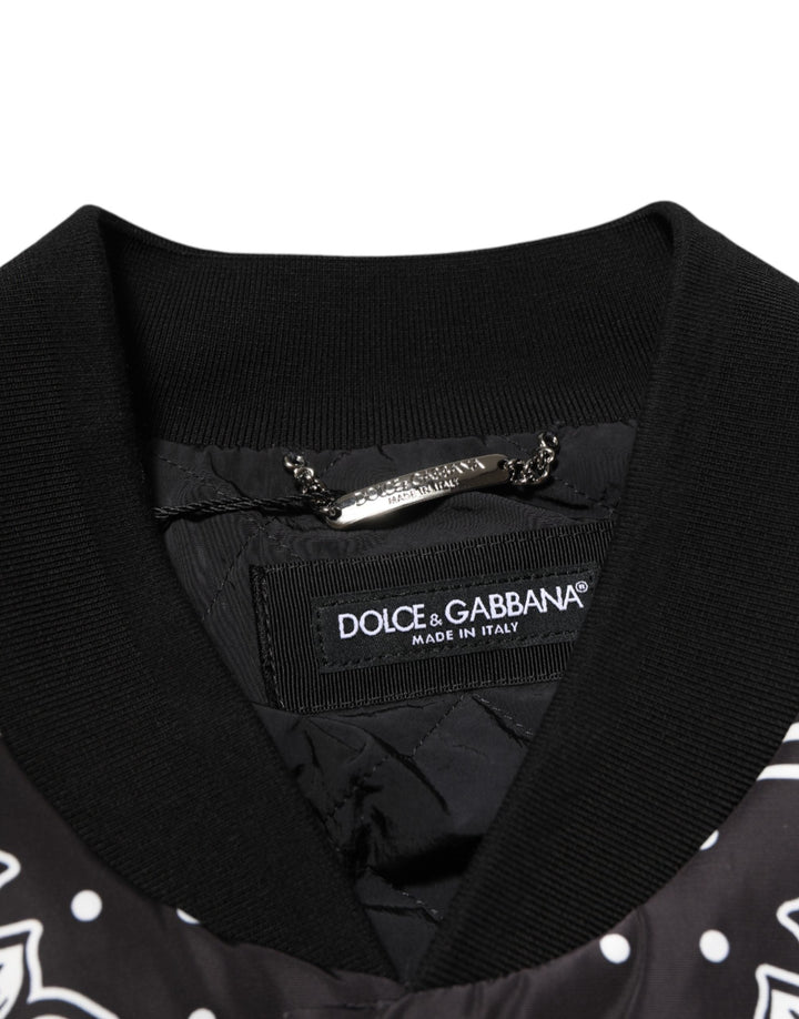 Men’s Dolce &amp; Gabbana Black White Bandanaprint Men Bomber Jacket