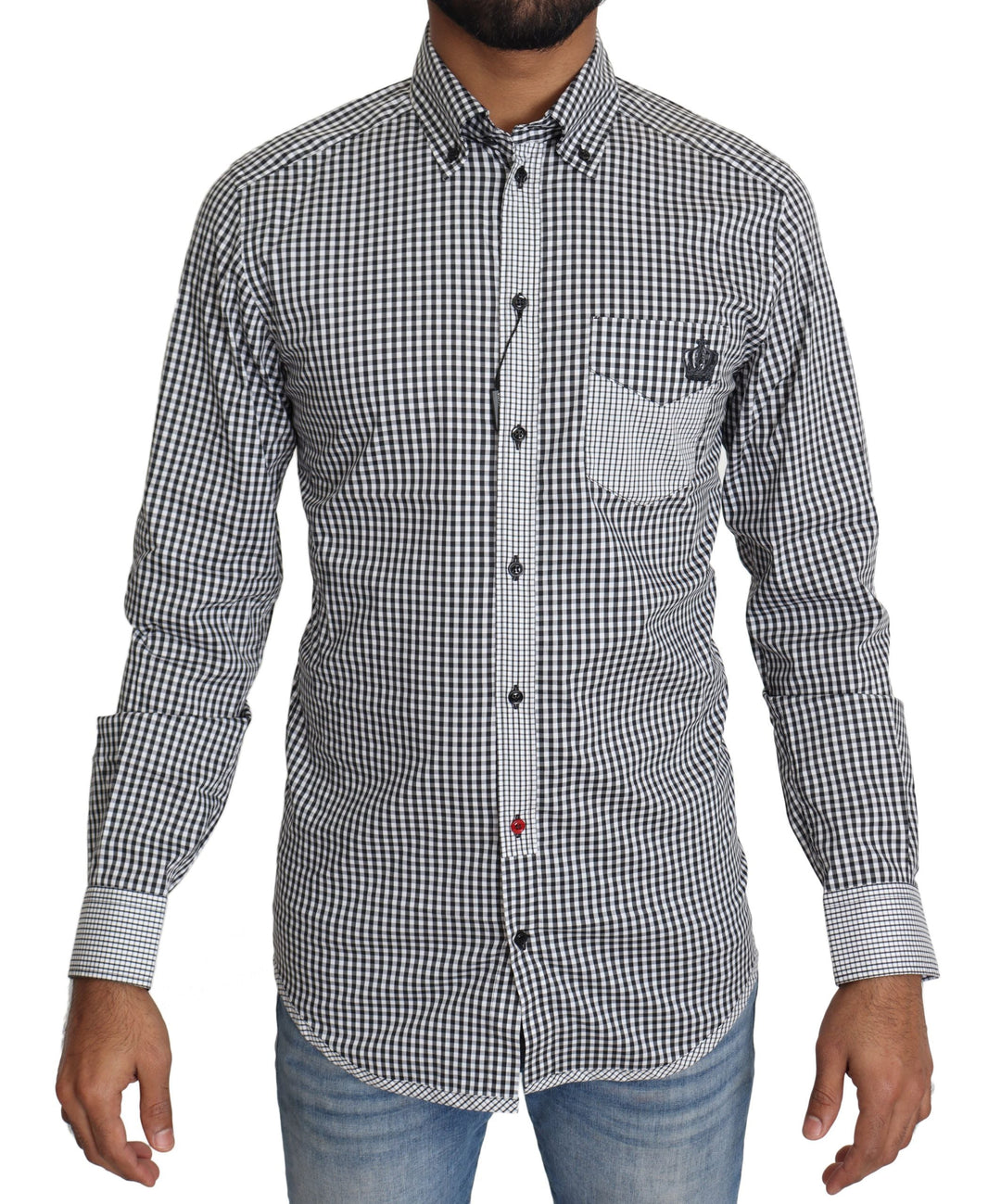 Men’s Dolce &amp; Gabbana Black White Checkered Casual Shirt