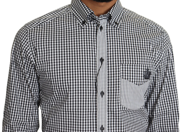 Men’s Dolce &amp; Gabbana Black White Checkered Casual Shirt