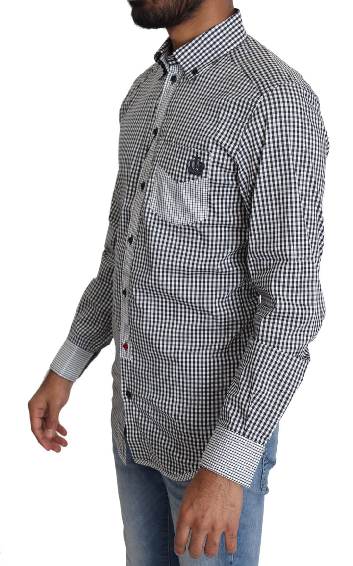 Men’s Dolce &amp; Gabbana Black White Checkered Casual Shirt