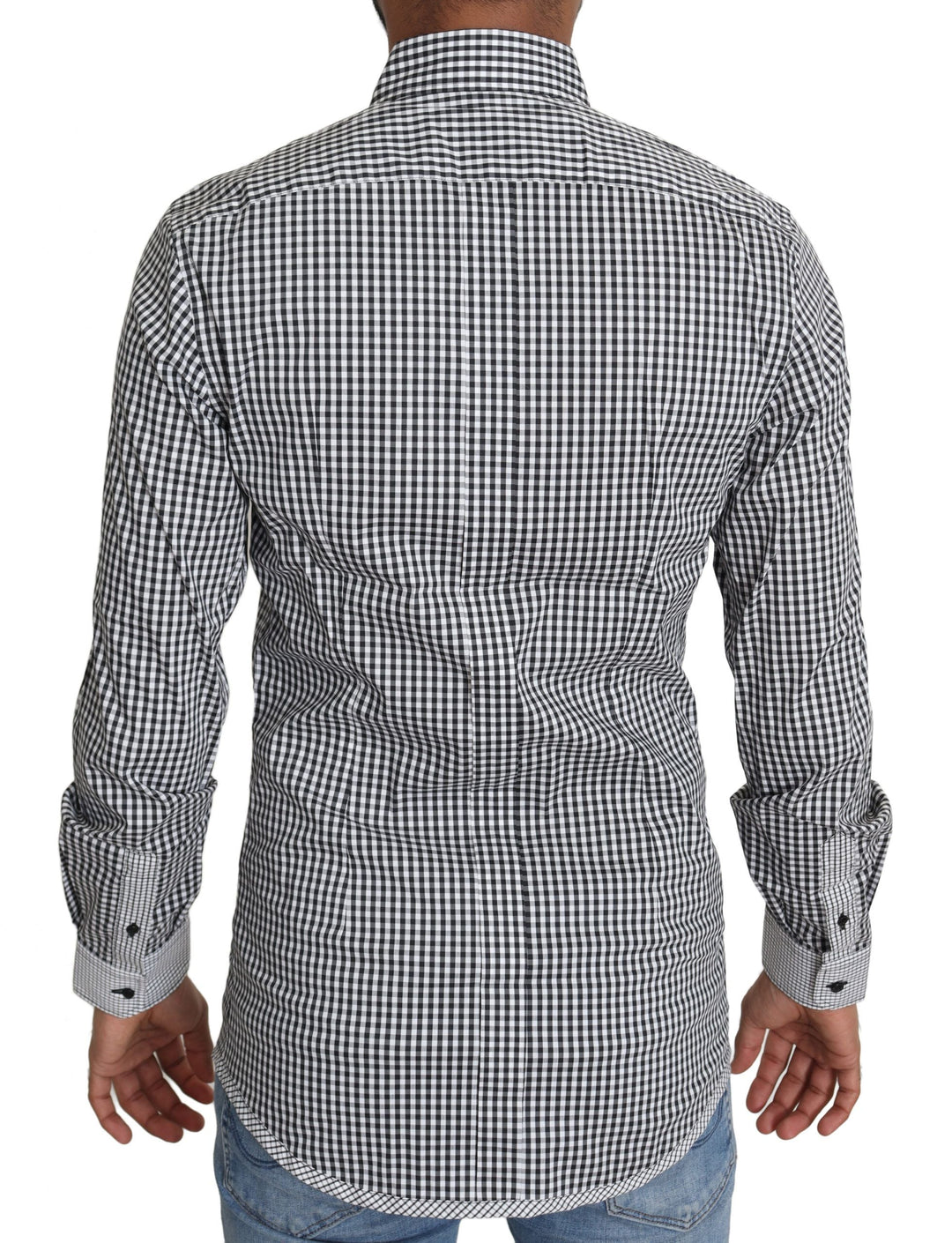 Men’s Dolce &amp; Gabbana Black White Checkered Casual Shirt