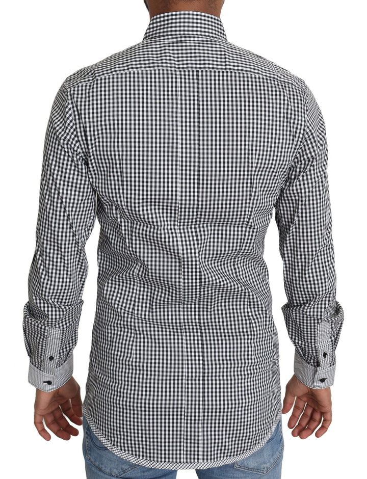 Men’s Dolce &amp; Gabbana Black White Checkered Casual Shirt