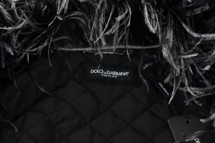 Men’s Dolce &amp; Gabbana Black White Fur Shearling Full Zip Jacket