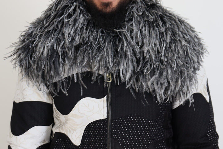 Men’s Dolce &amp; Gabbana Black White Fur Shearling Full Zip Jacket