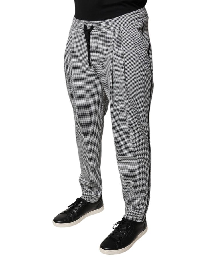 Men’s Dolce &amp; Gabbana Black White Houndstooth Skinny Dress Pants