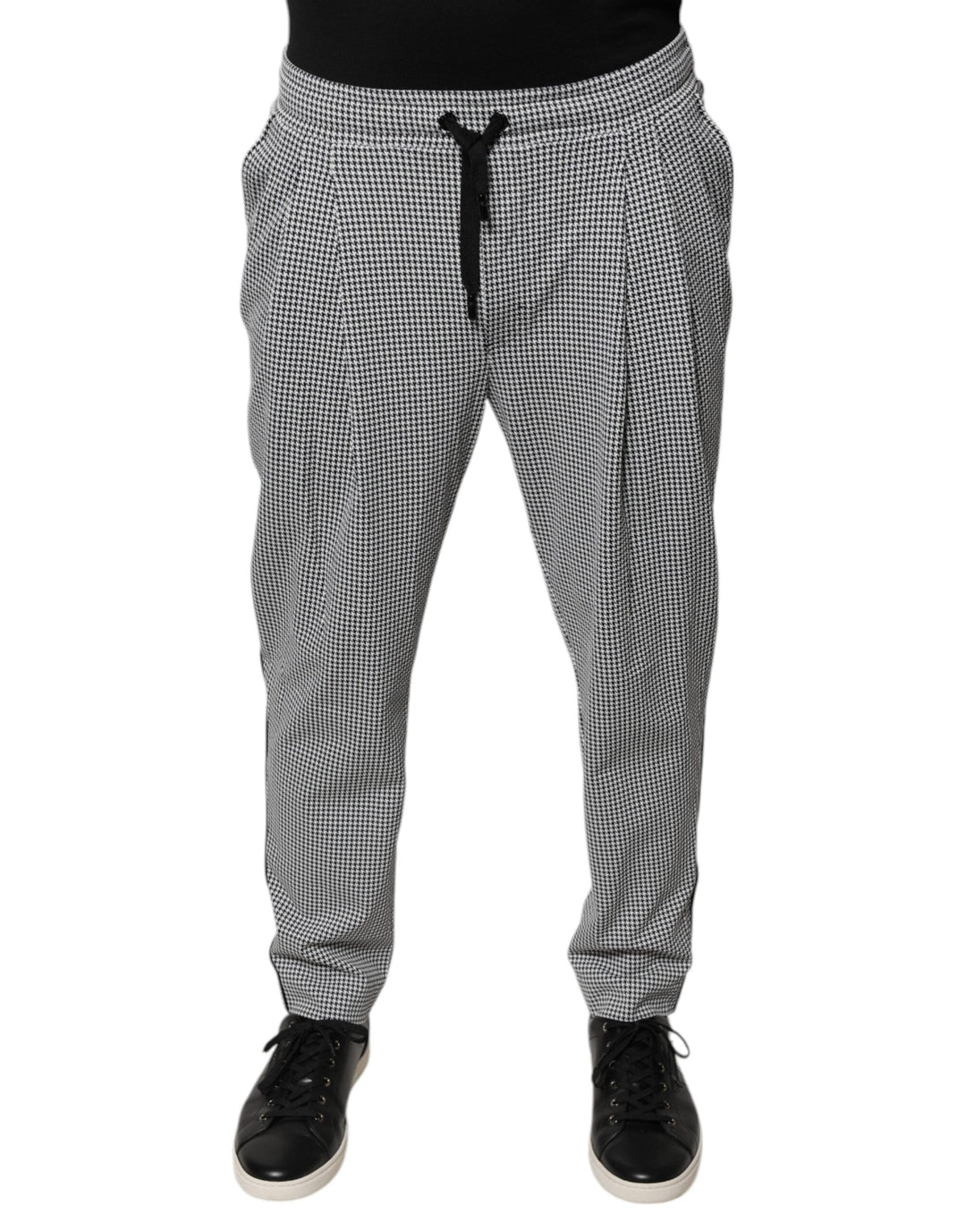 Men’s Dolce &amp; Gabbana Black White Houndstooth Skinny Dress Pants