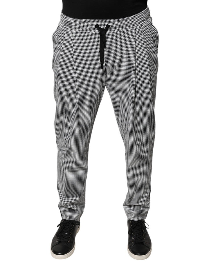 Men’s Dolce &amp; Gabbana Black White Houndstooth Skinny Dress Pants