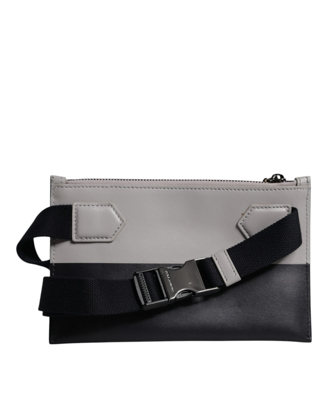Men’s Dolce &amp; Gabbana Black White Leather Logo Embossed Crossbody Bag