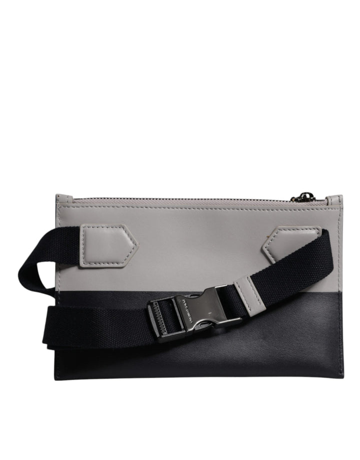 Men’s Dolce &amp; Gabbana Black White Leather Logo Embossed Crossbody Bag