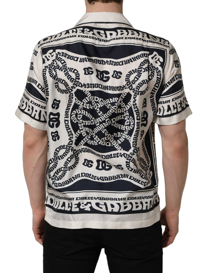 Dolce &amp; Gabbana Black White Logo Bandana Short Sleeves Shirt