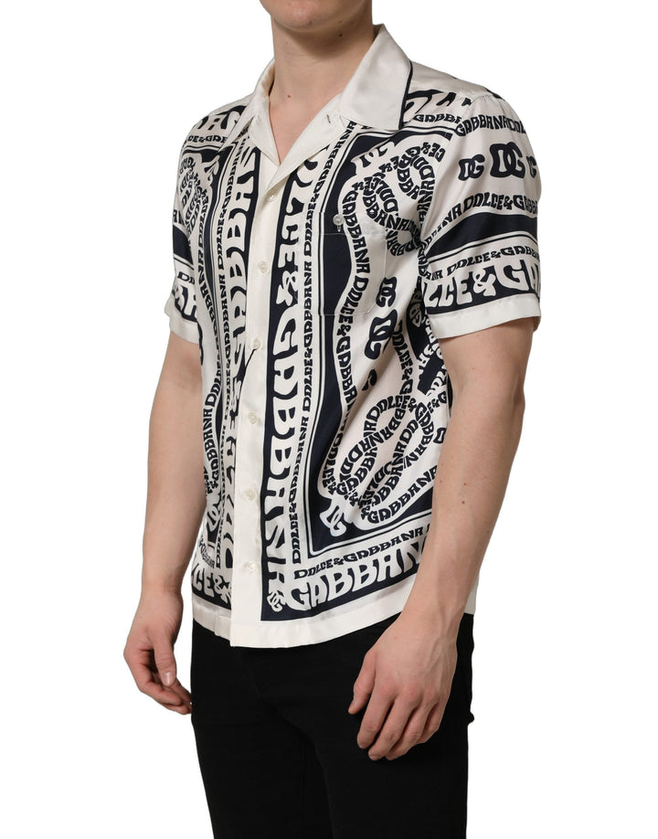 Dolce &amp; Gabbana Black White Logo Bandana Short Sleeves Shirt