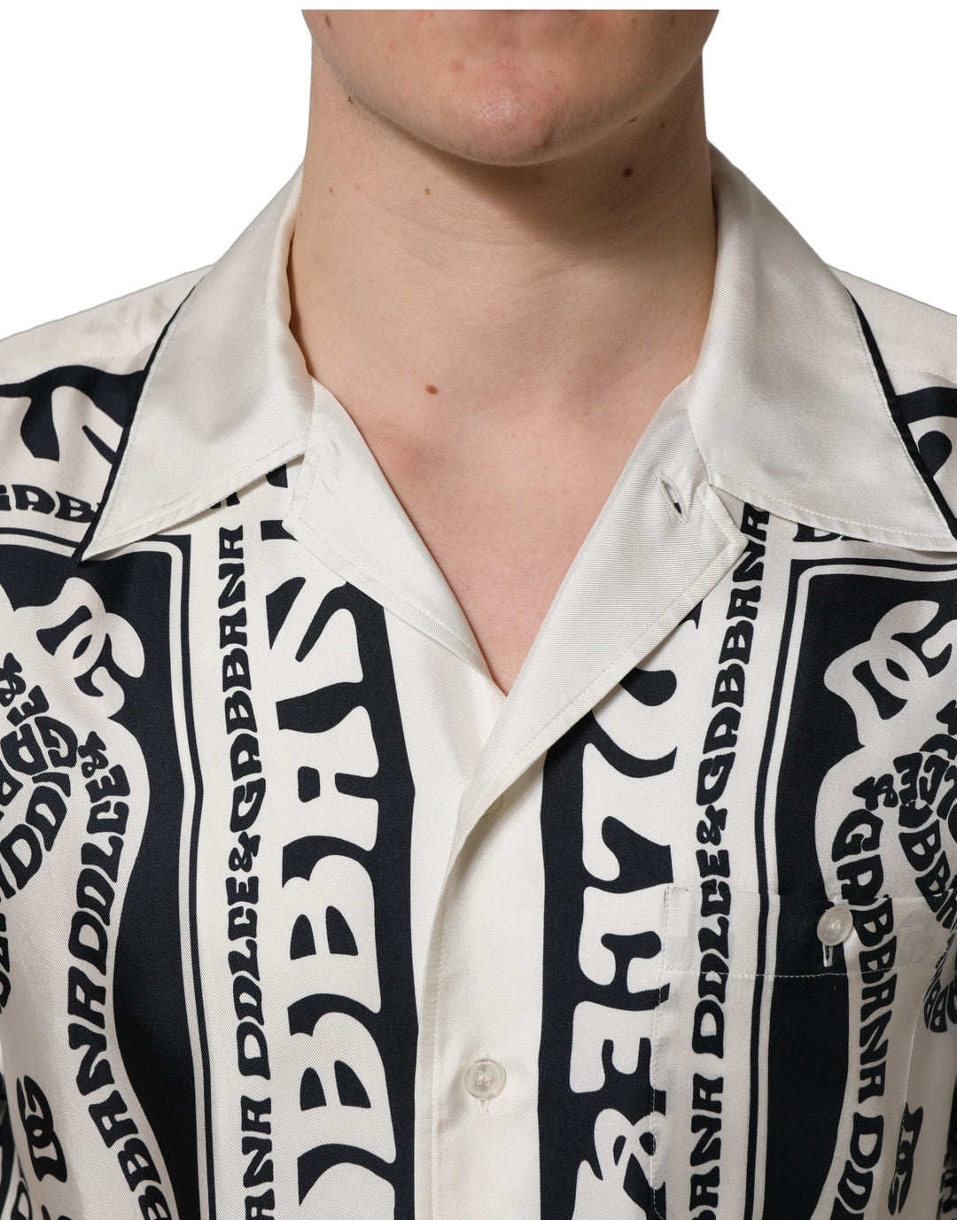 Dolce &amp; Gabbana Black White Logo Bandana Short Sleeves Shirt