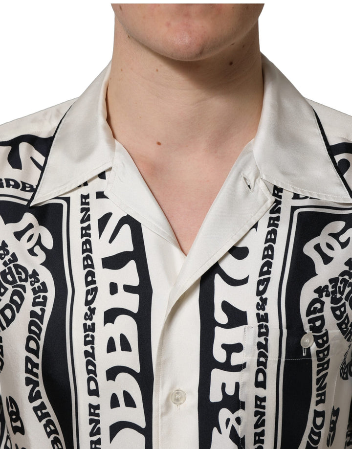 Dolce &amp; Gabbana Black White Logo Bandana Short Sleeves Shirt