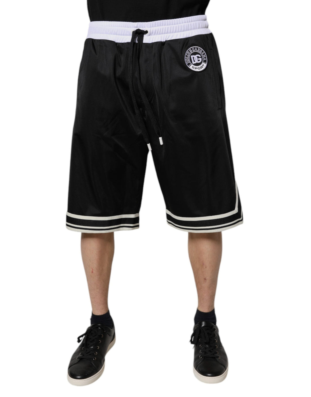 Men’s Dolce &amp; Gabbana Black White Men Bermuda Sweatshorts Shorts