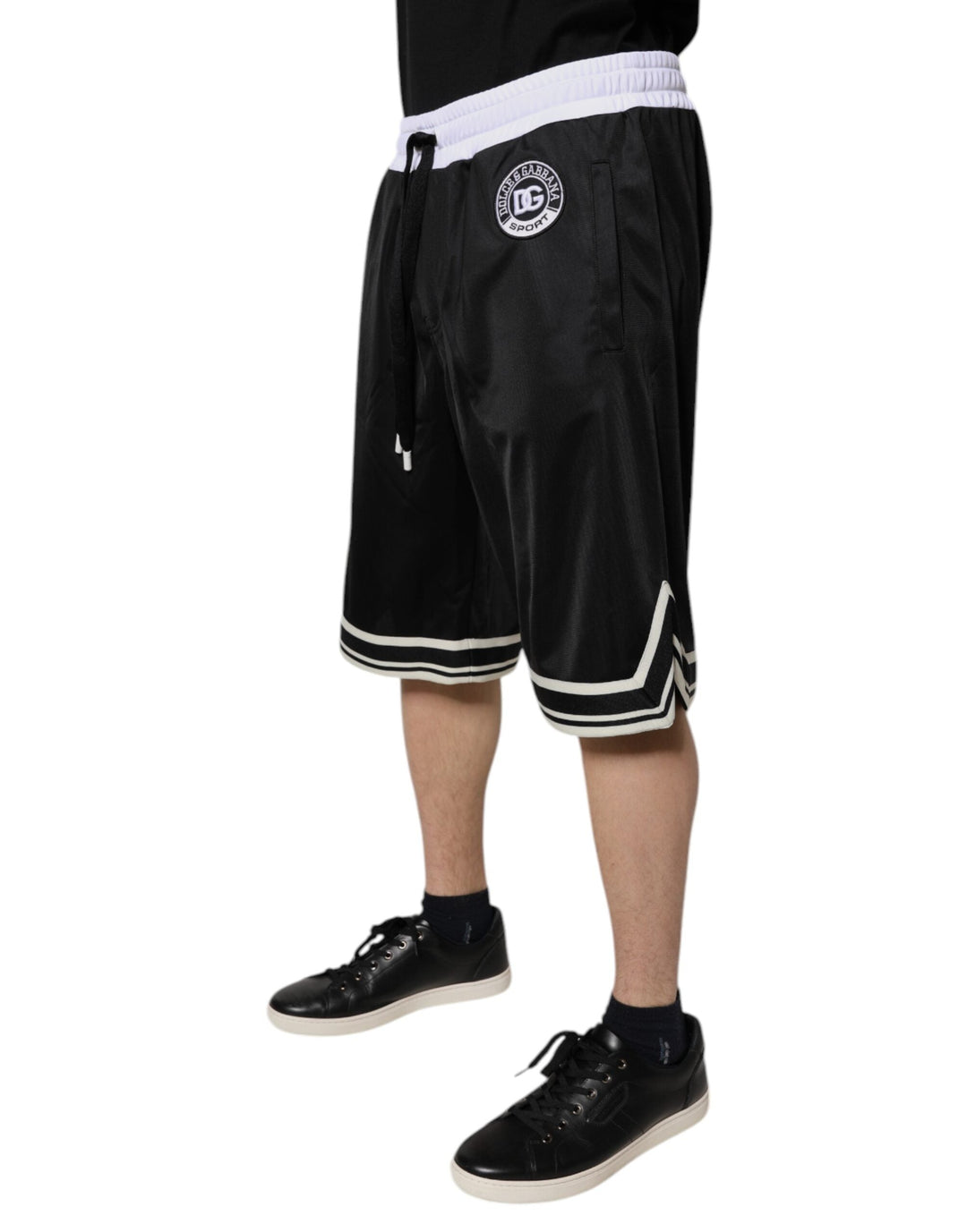 Men’s Dolce &amp; Gabbana Black White Men Bermuda Sweatshorts Shorts