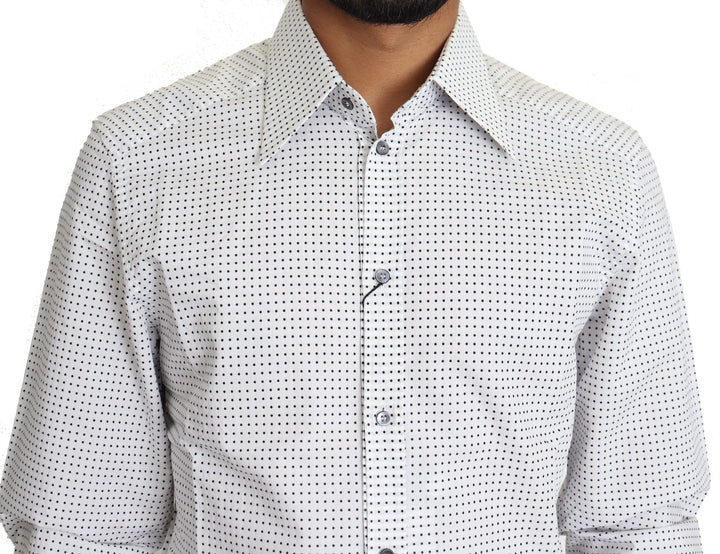 Men’s Dolce &amp; Gabbana Black White Polka Dots Dress Shirt