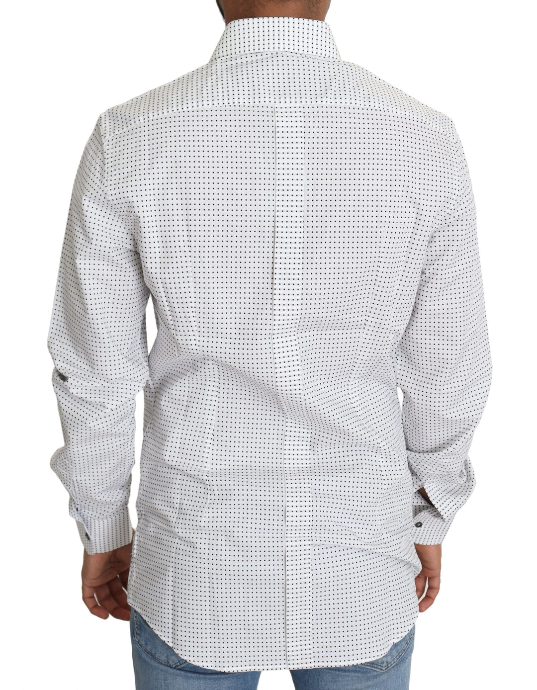 Men’s Dolce &amp; Gabbana Black White Polka Dots Dress Shirt
