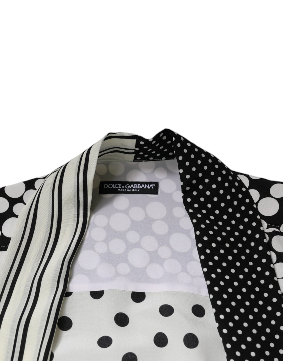 Dolce &amp; Gabbana Black White Polka Dots Silk Men Casual Shirt