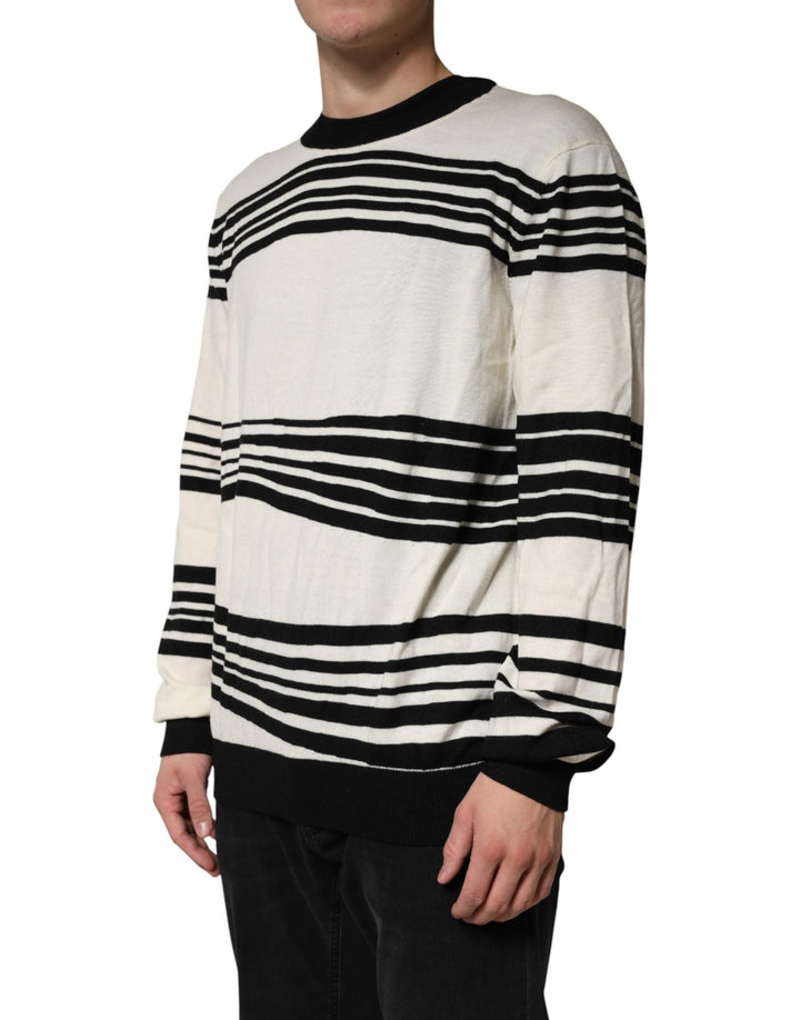 Men’s Dolce &amp; Gabbana Black White Stripe Crewneck Pullover Sweater