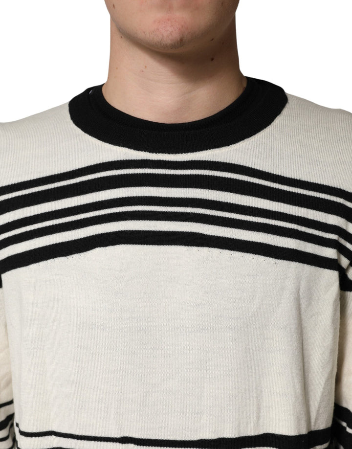 Men’s Dolce &amp; Gabbana Black White Stripe Crewneck Pullover Sweater