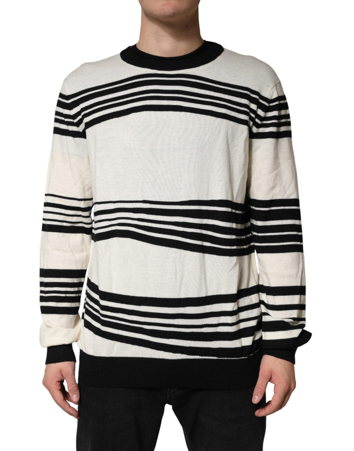 Men’s Dolce &amp; Gabbana Black White Stripe Crewneck Pullover Sweater
