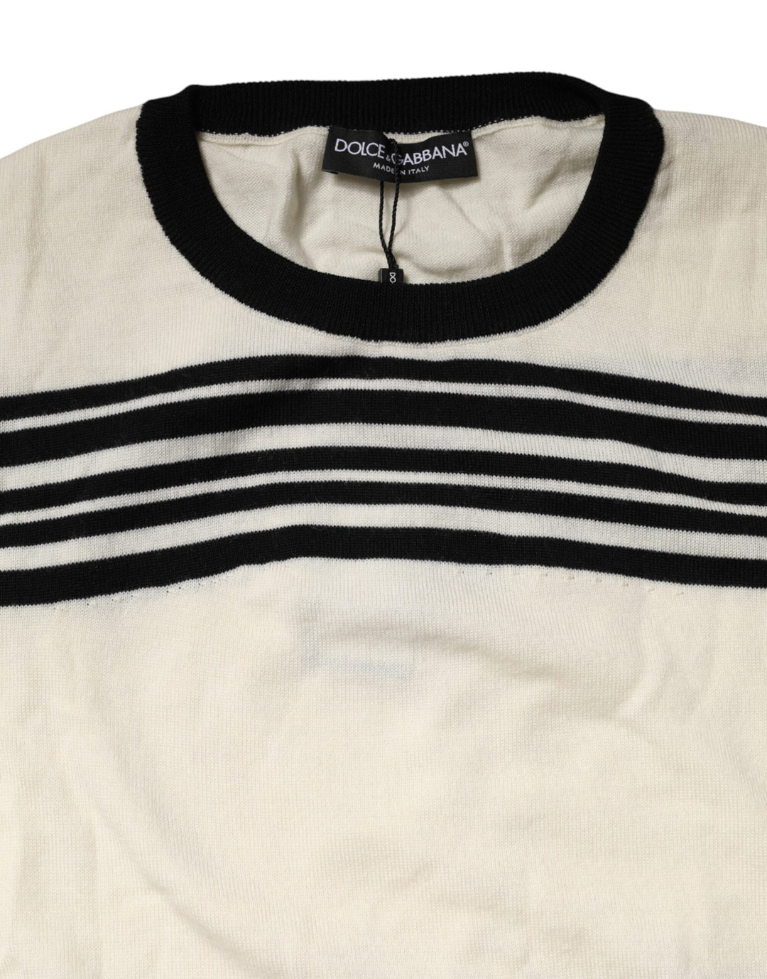 Men’s Dolce &amp; Gabbana Black White Stripe Crewneck Pullover Sweater