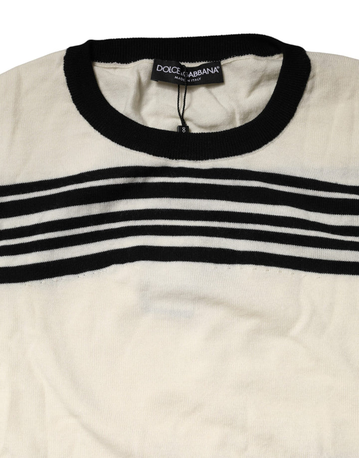 Men’s Dolce &amp; Gabbana Black White Stripe Crewneck Pullover Sweater