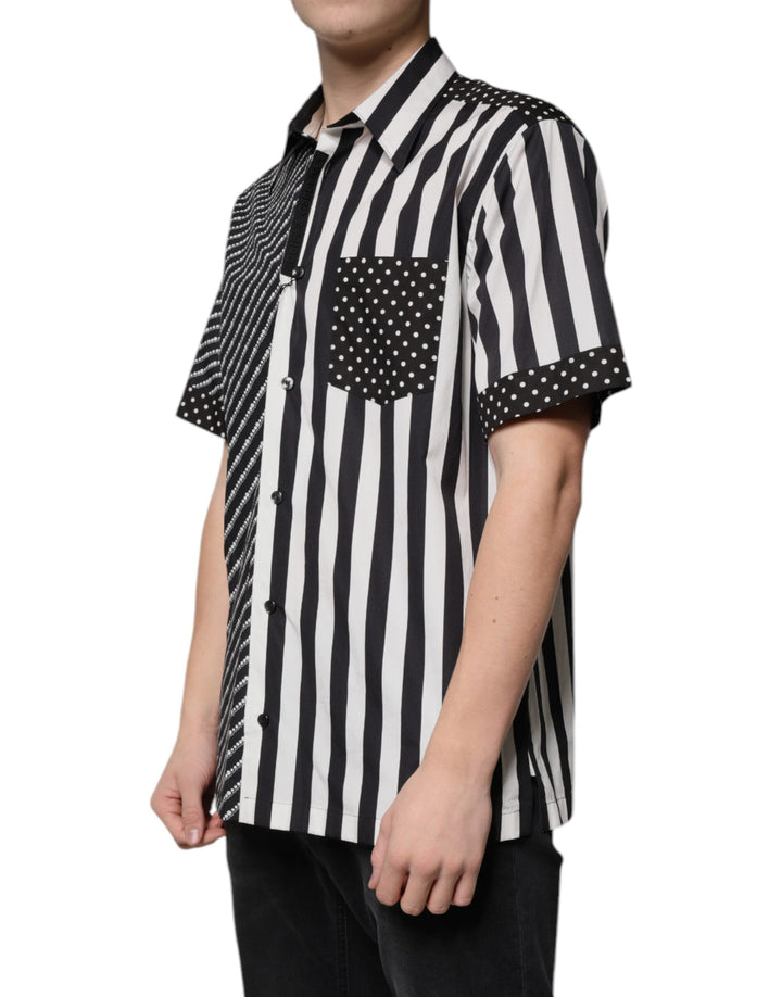 Dolce &amp; Gabbana Black White Striped Button Down Casual Shirt