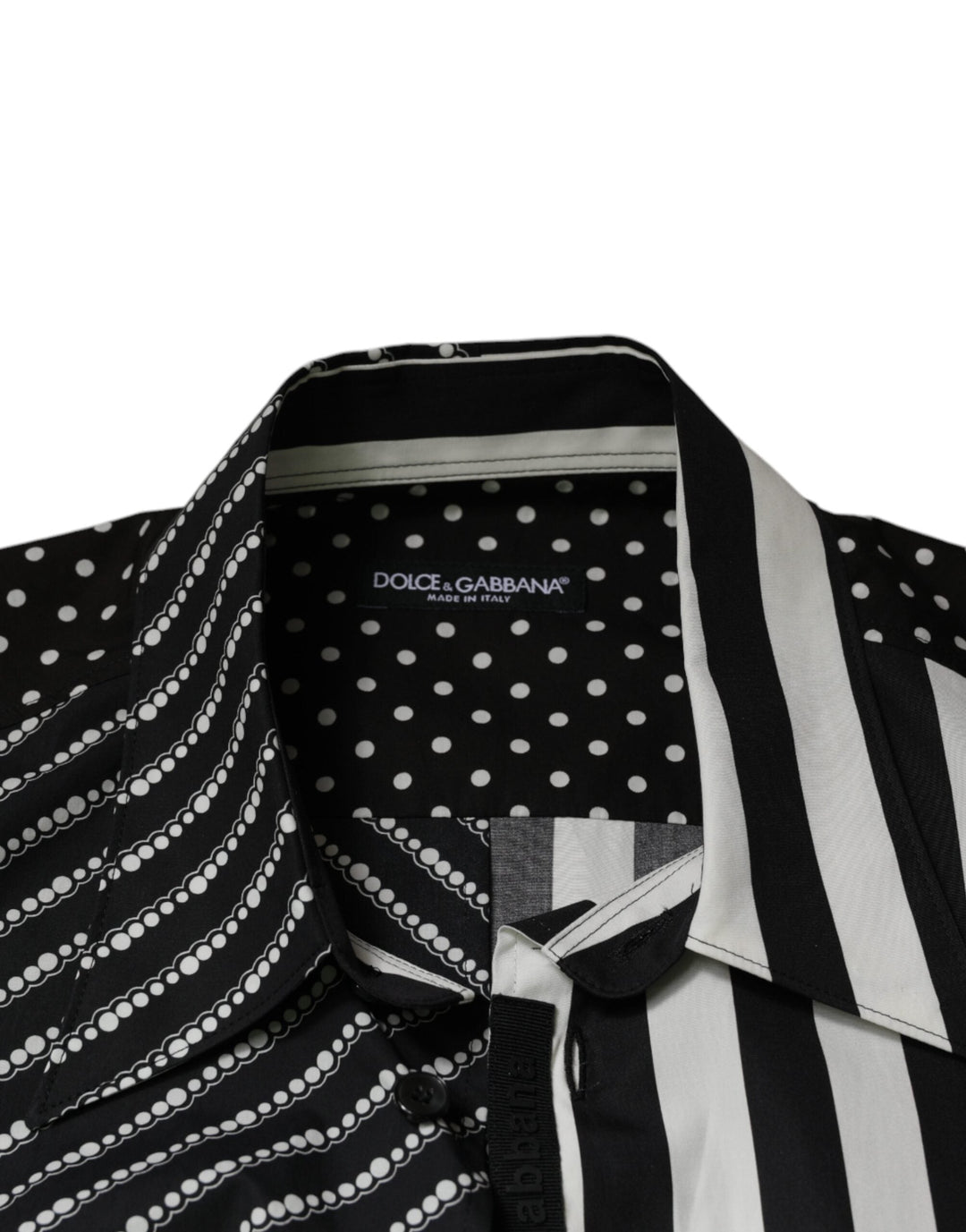 Dolce &amp; Gabbana Black White Striped Button Down Casual Shirt