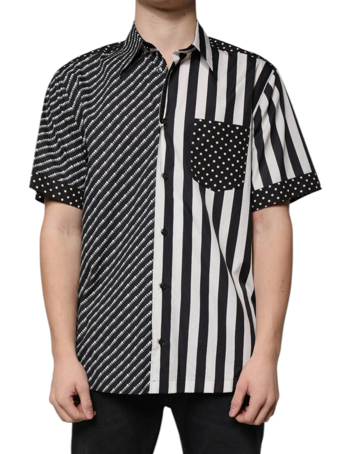 Dolce &amp; Gabbana Black White Striped Button Down Casual Shirt