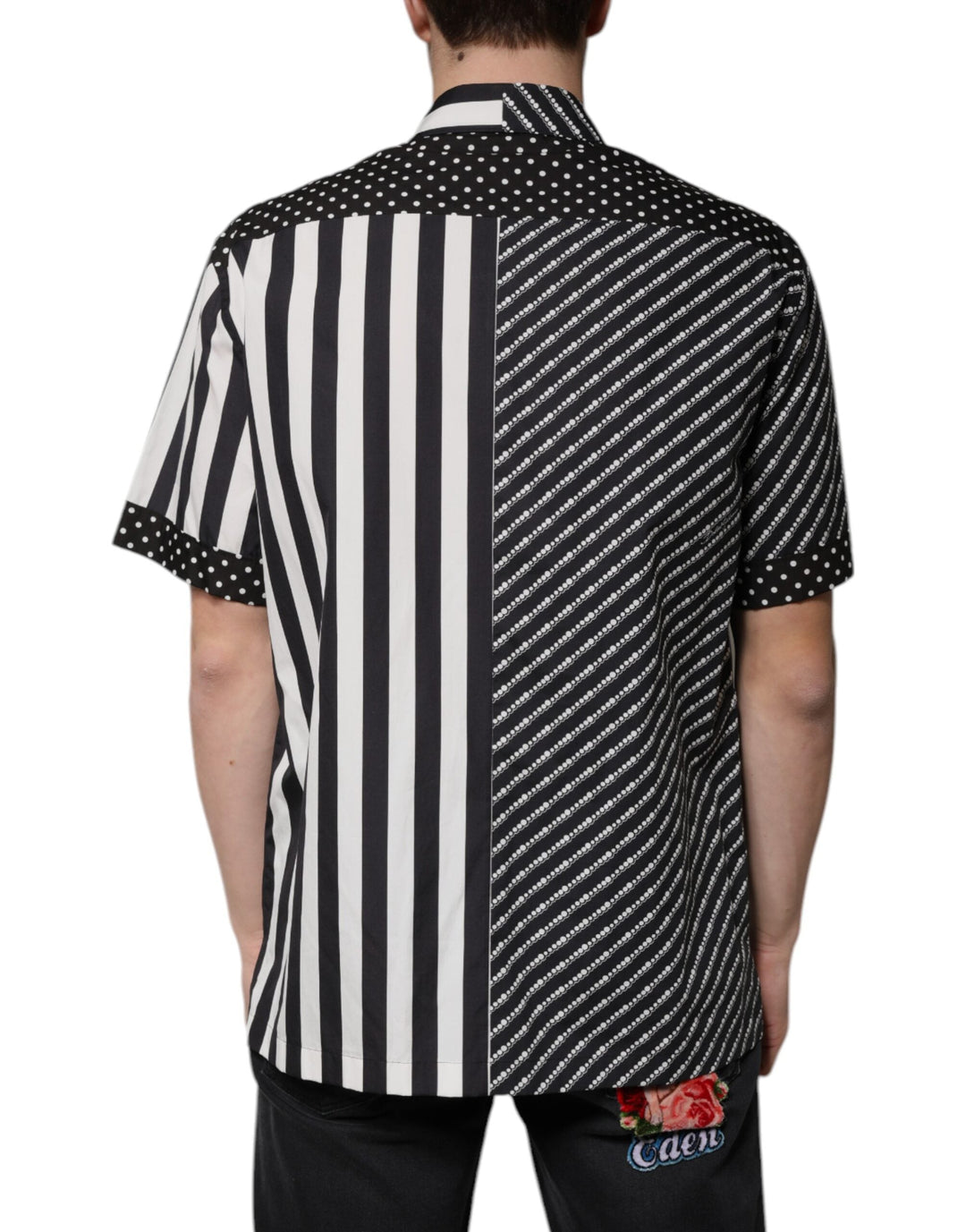 Dolce &amp; Gabbana Black White Striped Button Down Casual Shirt