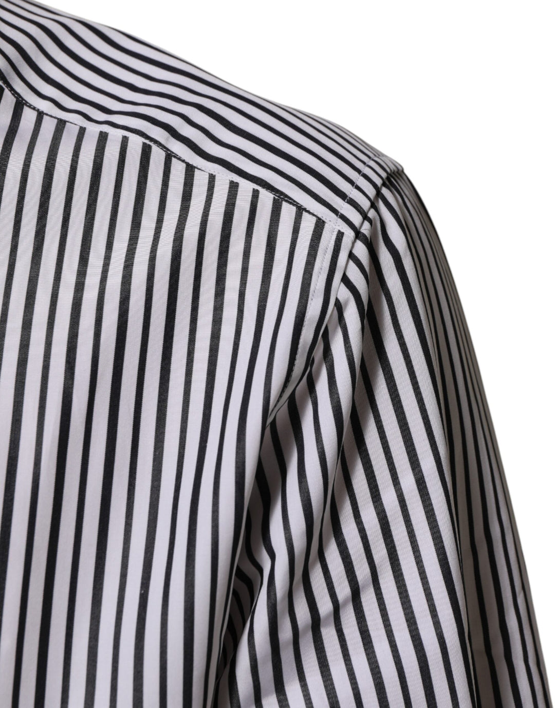 Dolce &amp; Gabbana Black White Stripes Men Gold Dress Shirt
